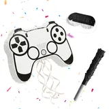 Relaxdays Pinata Gamer mit Stab & Maske 32 cm x 42 cm x 8 cm Weiß