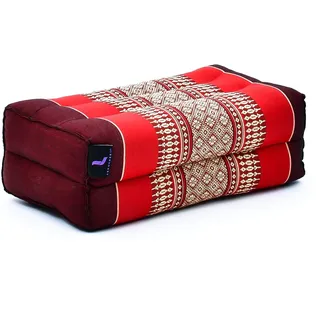 Leewadee Meditationskissen Yogakissen Yoga Block Yoga Zubehör Yoga Klotz Yoga Kissen Ökologisches Naturprodukt Thaikissen Nackenkissen, Kapok, 35 x 18 x 12 cm, Rot