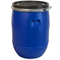 Plasteo 60 Liter Weithalsfass mit Deckel und Spannring, Lebensmittelecht