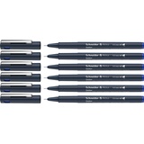 Schneider Pictus Fineliner (Strichstärke 0,3 mm, dokumentenechte Pigmentliner, metallgefasste Spitze, Gehäuse aus 85% recyceltem Kunststoff) 6er Pack, blau