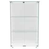 Glas Vitrinenschrank - LED Glasvitrine - 123,3×78,5×35 cm - 3 Glasböden - 2 abschließbare Türen - Sammlervitrine für Figuren - Weiß
