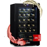 Klarstein Weinkühlschrank Shiraz 24 Uno, für 24 Standardflaschen á 0,75l,Wein Flaschenkühlschrank Weintemperierschrank Weinschrank Kühlschrank schwarz