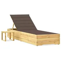 VidaXL Garten-Sonnenliege mit Tisch und Auflage Kiefer Imprägniert