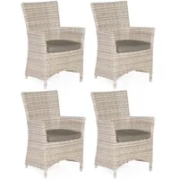 Sonnenpartner 4er-Set Garten-Sessel Ikarus Aluminium mit Polyrattan white-coral Gartenstuhl