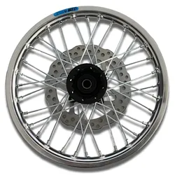Vorderrad Alu 1.4x14" - CNC Nabe schwarz / Felge silber m. Bremsscheibe YCF Factory Pit Bike