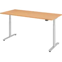 Bümö Schreibtisch Buche, Silber, Nachbildung,Buche, Rechteckig, 80x72x180 cm, FSC