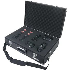 HMF 14521-02 Alu Fotokoffer, Waffenkoffer mit Rasterschaumstoff, 56,5 x 36 x 16 cm, Schwarz