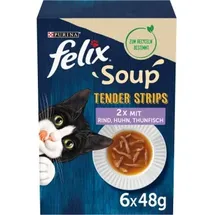 FELIX Soup Tender Strips Rind/Huhn/Thunfisch 6 x 48 g