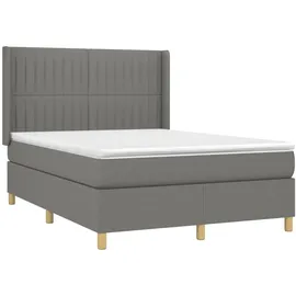 vidaXL Boxspringbett mit Matratze & LED Dunkelgrau 140x200 cm Stoff