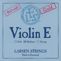 Larsen Strings Violin Saiten Original Synthetic,Fiber Core E Gold, rostfreier Stahl, vergoldet, mit Kugel, medium