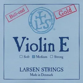 Larsen Strings Violin Saiten Original Synthetic,Fiber Core E Gold, rostfreier Stahl, vergoldet, mit Kugel, medium