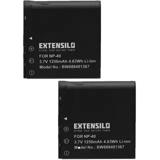 EXTENSILO 2X Akku Ersatz für Digilife CNP-40 für Kamera (1250 mAh, 3,7 V, Li-Ion)