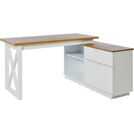 Jahnke Eckschreibtisch »CHALET D 155 E«, (1 St.), im Landhausstil, wechselseitig montierbar braun