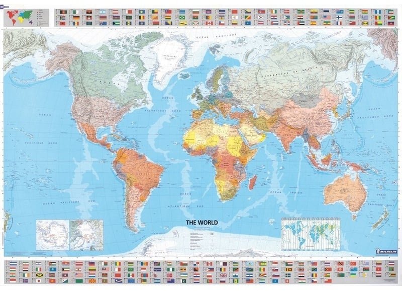 Michelin Karte Die Welt, Englische Ausgabe, Plano, Plastifiziert, Mit Leiste, Karte (im Sinne von Landkarte)
