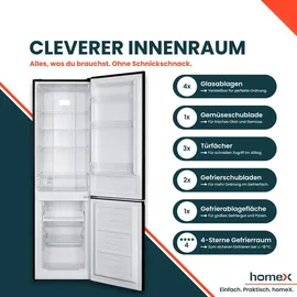 Homex CFSN2531C-B Kühl-Gefrierkombination (253 l, 1810 mm hoch, Schwarz)