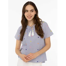 Zwillingsherz Kurzarmbluse Stripe & Stitch Blau L/XL