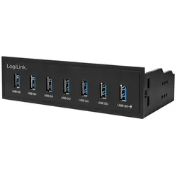 LogiLink USB 3.0 Hub 7-Port, intern, mit Schnellladeport für 5,25" Schacht