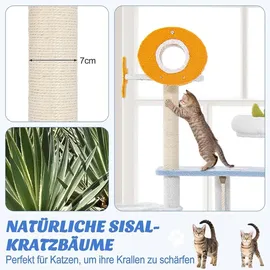 Goplus Kratzbaum mit Meeresmotiven 3 Hängekugeln blau