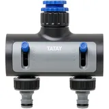 Tatay 2-Wege-Verteiler Premium für 1/2"/3/4"/1" Wasserhähne grau/schwarz