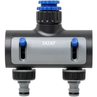 Tatay 2-Wege-Verteiler Premium für 1/2"/3/4"/1" Wasserhähne grau/schwarz