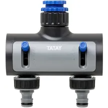 Tatay 2-Wege-Verteiler Premium für 1/2"/3/4"/1" Wasserhähne grau/schwarz