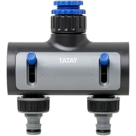 Tatay 2-Wege-Verteiler Premium für 1/2"/3/4"/1" Wasserhähne grau/schwarz