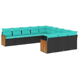 vidaXL Gartensofa-Set 11-tlg. schwarz
