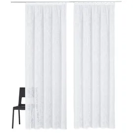 OTTO home Gardine OTTO HOME "Tanaro" Gr. 1, weiß, B:140cm H:145cm, Voile, Polyester, Gardinen, Gardine, Vorhang, Fertiggardine, 2-er Set, mit Schlingen-Motiv bedruckt