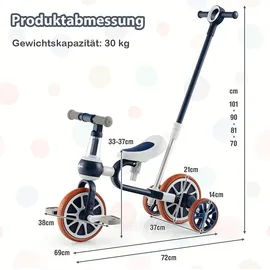 Costway 5-in-1 Kinderrad / Laufrad für Kleinkinder mit abnehmbaren Pedalen, – Blau