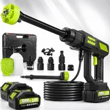 bundviel Akku Hochdruckreiniger 100 Bar 6-in-1 mit 2 x 4000mAh Akkus und 5M Schlauch
