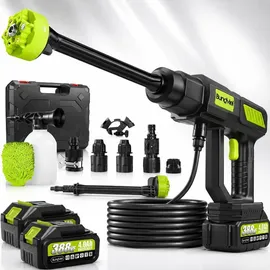 bundviel Akku Hochdruckreiniger 100 Bar 6-in-1 mit 2 x 4000mAh Akkus und 5M Schlauch