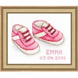 Luca-S B1139 Baby Schuhe Mädchen Kreuzstichset, Baumwolle, mehrfarbig, 12,5x8cm