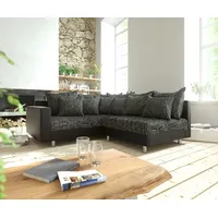 Eckcouch Clovis Schwarz mit Armlehne Ottomane Links Ecksofa Modulsofa - Schwarz