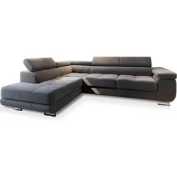 Masseno Ecksofa Selva L-S mit Schlaffunktion – L-Form, Bettkasten, Grau