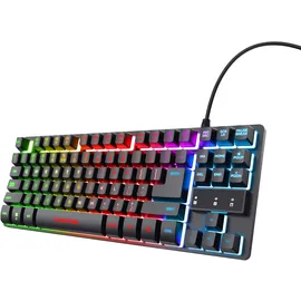 Trust Gaming TECLADO GXT 833 THADO METALICO COMPACTO ILUMINACION LED Multicolor Anti-GHOSTING 12 TECL.Multimedia USB 23698