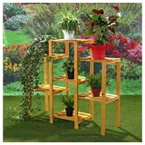Feel2Home Blumenständer Blumentreppe Blumenregal Blumenpodest Pflanzregal Regal versch. Farben (Stück, Premium-Pflanzentreppe), Klassische Konstruktion braun
