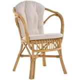 Krines Home Relaxsessel Klassischer Flecht-Sessel im skandinavischem Stil/Korbstuhl mit Kissen, aus Natur-Rattan gelb