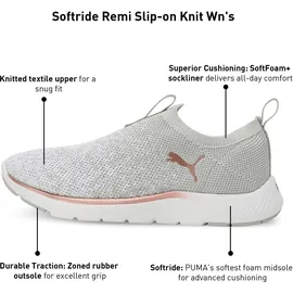 Puma Softride Remi Slip-on Knit Wn's Road Running Shoe, Ash Gray Puma White Rose Gold, 41