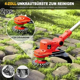 Aorsher Akku Rasentrimmer mit 2× 4000mAh Akkus 21V, 750W Bürstenloser Motor