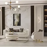 JVMöbel Luxus 2tlg Wohnzimmer Set Sofa 3-Sitzer Sessel Modernes Design Couch weiß