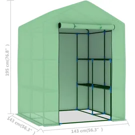 vidaXL Gewächshaus mit Regalen Stahl 143x143x195 cm