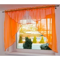 Generisch Fertige Gardine Parma 350x150 Voile Fensterdekoration Vorhänge Querbehang Lambrequin, 350 x 150 (Orange)