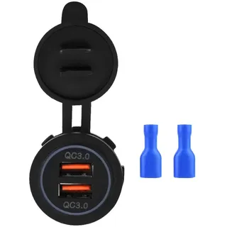Dual QC3.0 USB-Ladebuchse, 12V / 24V Aluminium Wasserdichter Dual-USB-Autoladegerät-Netzteil-Steckdose für Marine, Boot, Motorrad, LKW, Wagen und mehr