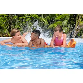 BESTWAY Steel Pro MAX Splashview Frame Pool Komplett-Set 488 x 244 x 122 cm inkl. Filterpumpe, Abdeckplane, Poolleiter