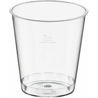 1-PACK 500x Einweg-Schnapsglas 2cl PS mit Eichstrich transparent glasklar