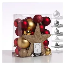 MARELIDA Weihnachtskugeln mit Stern Baumspitze bruchfest gold,...