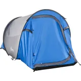 Outsunny Pop-up Campingzelt - 2-Personen Campingzelt - 1 Tür + 2 Fenster - Abmessungen 2,2L x 1,08B x 1,1H m - Fiberglas Polyester Blau Grau   Aosom