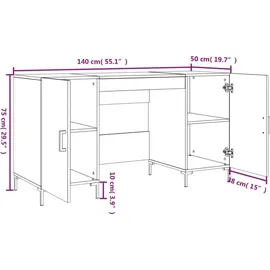 vidaXL Schreibtisch Sonoma-Eiche 140x50x75 cm Holzwerkstoff