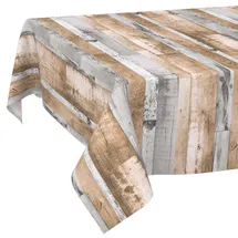 ANRO Tischdecke abwaschbar Holzoptik 120 x 140 cm Braun Grau
