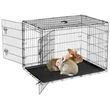 Kleintierkäfig - Faltbarer Hasenkäfig für Kaninchen Frettchen Chinchillas Ratten - Metall - Schubladenboden - Tragbar mit Türen - 60x44x49 cm